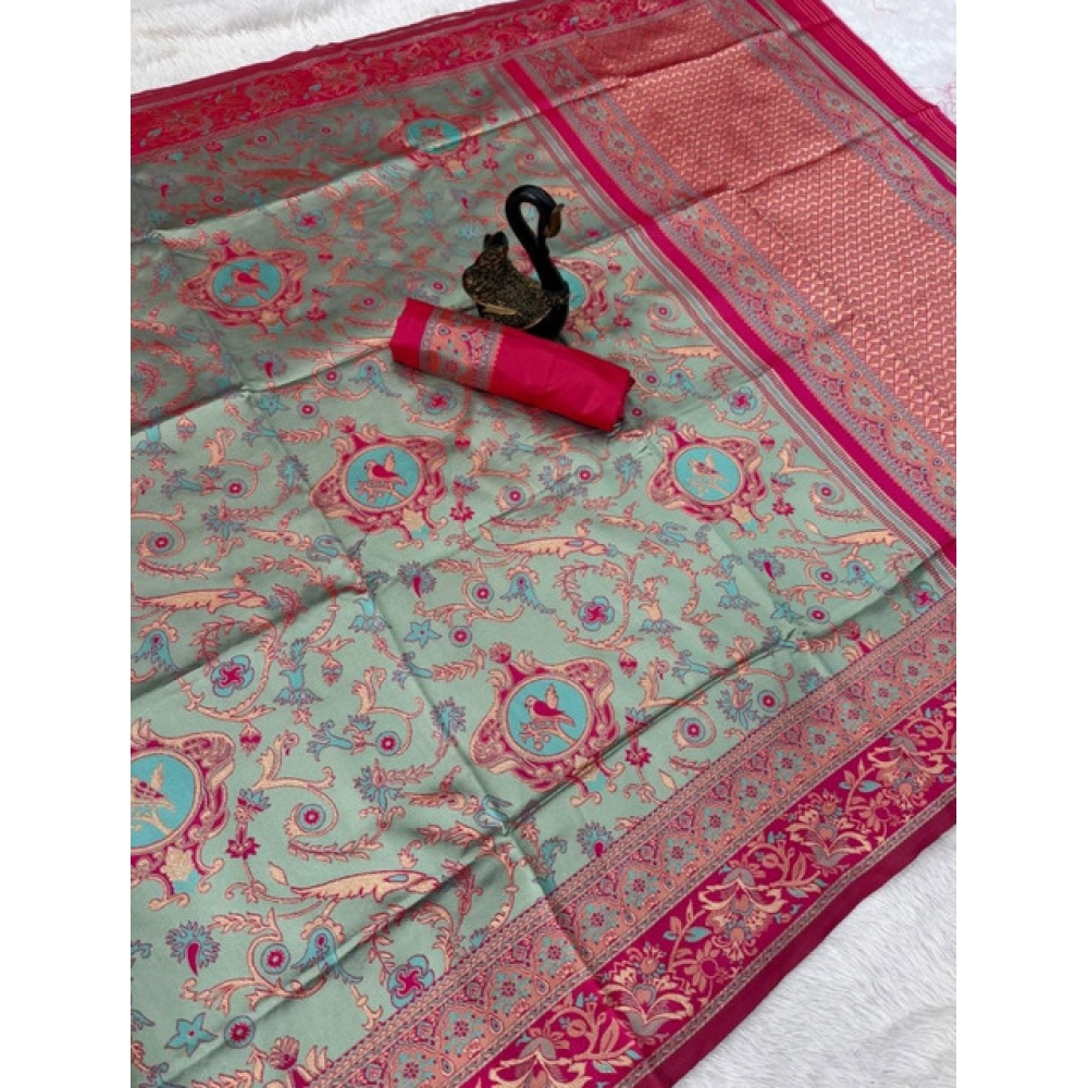 Generic Women's Soft Litchi Silk Jacquard Work Saree With Unstitched Blouse 5.5Mtr (Multicolor) Generic Women's Soft Litchi Silk Jacquard Work Saree With Unstitched Blouse 5.5Mtr (Multicolor)