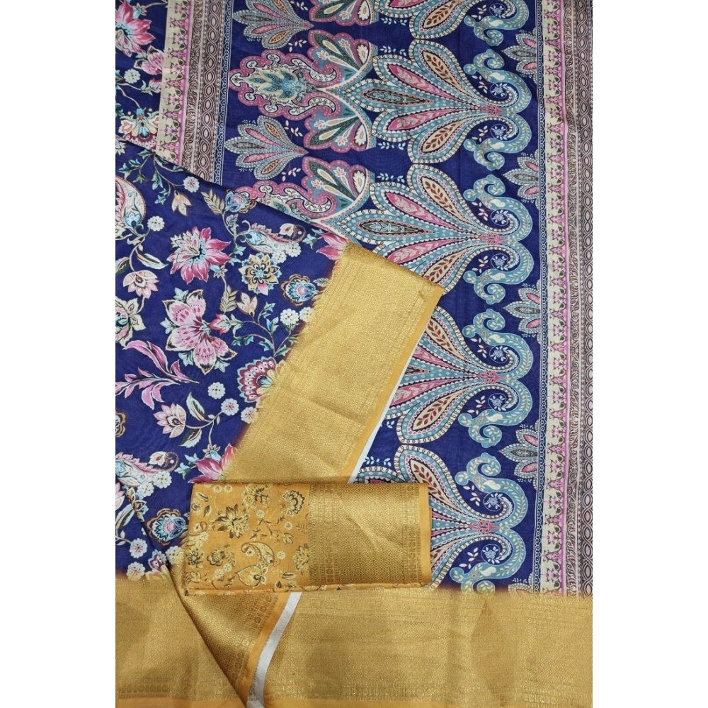 Generic Women's Cotton Silk Floral Printed Saree With Unstitched Blouse 5.5Mtr (Multicolor)