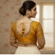 Generic Women's Phantom Silk Embroidered Designer Neck Padded Blouse (Mustard 38 Ready (Alterable up to 42)