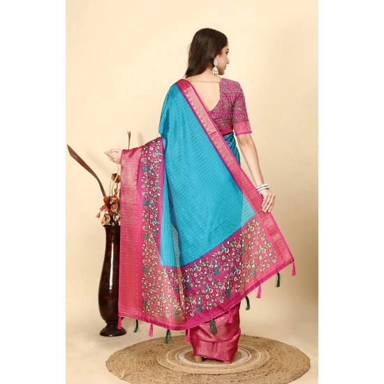 Generic Women's Cotton Silk Printed Saree With Unstitched Blouse 5.5Mtr (Blue-Pink) Generic Women's Cotton Silk Printed Saree With Unstitched Blouse 5.5Mtr (Blue-Pink)