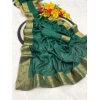 Generic Women's Vichitra Silk Printed Saree With Unstitched Blouse 5.5Mtr (Green)