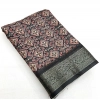 Generic Women's Cotton Blend Printed Saree With Unstitched Blouse 5.5Mtr (Black)