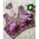 Generic Women's Silk Embroidered V-Neck Sleeveless Readymade Padded Blouse (Purple, Size 38)