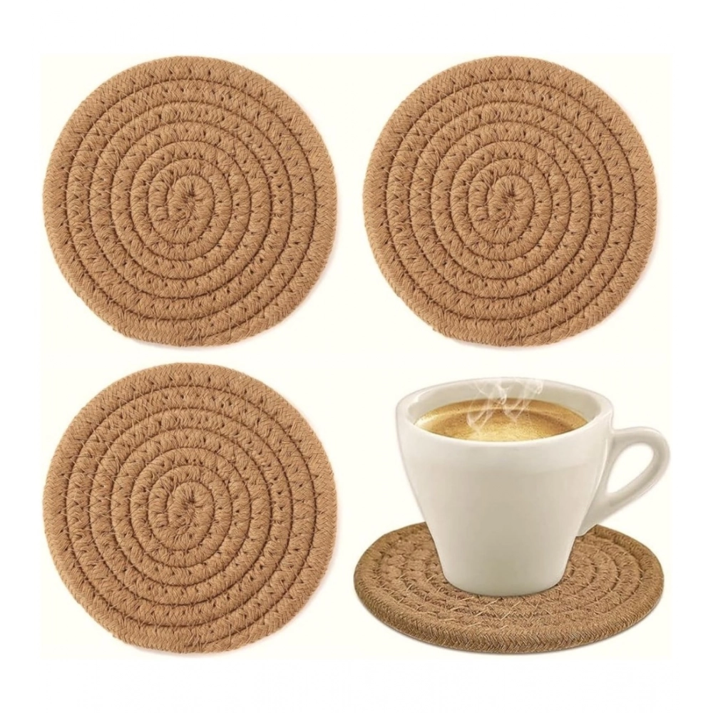 Generic Cotton Pack Of_2 Rope Drink Coasters 4 Pcs Set (Beige)