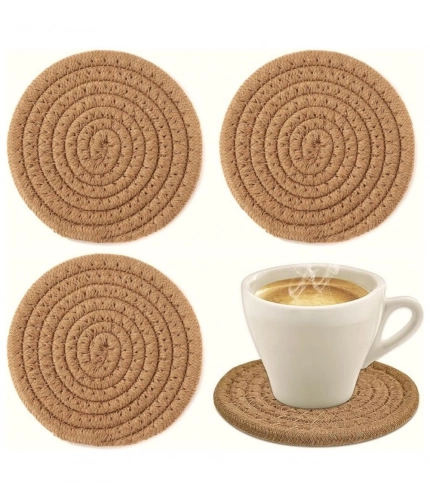 Generic Cotton Pack Of_2 Rope Drink Coasters 4 Pcs Set (Beige)