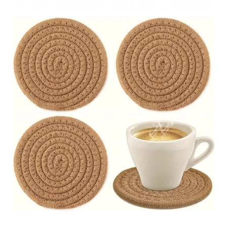 Generic Cotton Pack Of_2 Rope Drink Coasters 4 Pcs Set (Beige) Generic Cotton Pack Of_2 Rope Drink Coasters 4 Pcs Set (Beige)