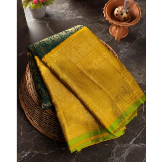 Generic Women's Soft Litchi Silk Jacquard Work Saree With Unstitched Blouse 5.5Mtr ( Mustard Yellow) Generic Women's Soft Litchi Silk Jacquard Work Saree With Unstitched Blouse 5.5Mtr ( Mustard Yellow)