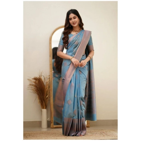 Generic Women's Soft Litchi Silk Jacquard Work Saree With Unstitched Blouse 5.5Mtr (Gray) Generic Women's Soft Litchi Silk Jacquard Work Saree With Unstitched Blouse 5.5Mtr (Gray)