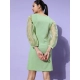 Generic Women's Organza And Polyester Lycra Solid Long Sleeves Dress (Green) Generic Women's Organza And Polyester Lycra Solid Long Sleeves Dress (Green)