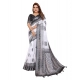 Generic Women's Linen Cotton Printed Saree With Unstitched Blouse 5.5Mtr (White-Black) Generic Women's Linen Cotton Printed Saree With Unstitched Blouse 5.5Mtr (White-Black)