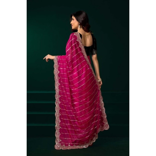 Generic Women's Net Sequence Saree With Unstitched Blouse 5.5Mtr (Pink) Generic Women's Net Sequence Saree With Unstitched Blouse 5.5Mtr (Pink)