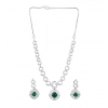 Generic Women's Brass Silver Plated Necklace set (Green) Generic Women's Brass Silver Plated Necklace set (Green)