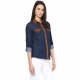 Generic Women's Denim Cotton based Solid Long Sleeves Shirt (Blue)