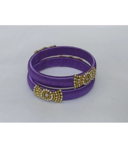 Generic Women's Plastic Silk Thread Bangles (Light Violet, Size: 2.4)