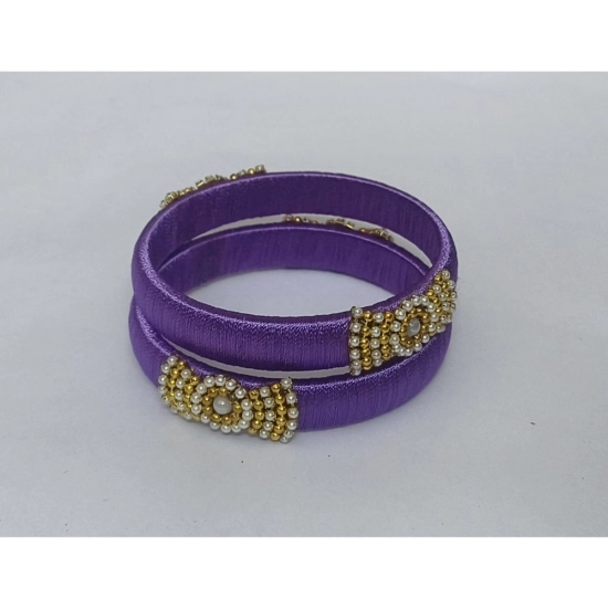 Generic Women's Plastic Silk Thread Bangles (Light Violet, Size: 2.4)