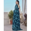 Generic Women's Chiffon Printed Saree With Unstitched Blouse 5.5Mtr (Blue)