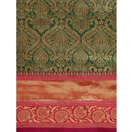 Generic Women's Soft Litchi Silk Jacquard Work Saree With Unstitched Blouse 5.5Mtr (Green) Generic Women's Soft Litchi Silk Jacquard Work Saree With Unstitched Blouse 5.5Mtr (Green)