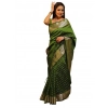 Generic Women's Soft Lichi Silk Printed Saree With Unstitched Blouse 5.5Mtr (Green)