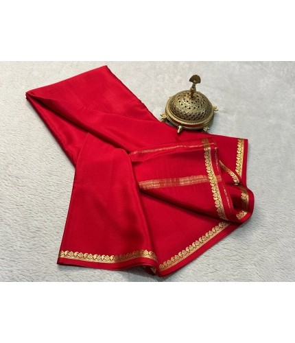 Generic Women's Crepe Chit Pallu Solid Saree With Unstitched Blouse 5.5Mtr (Red) Generic Women's Crepe Chit Pallu Solid Saree With Unstitched Blouse 5.5Mtr (Red)