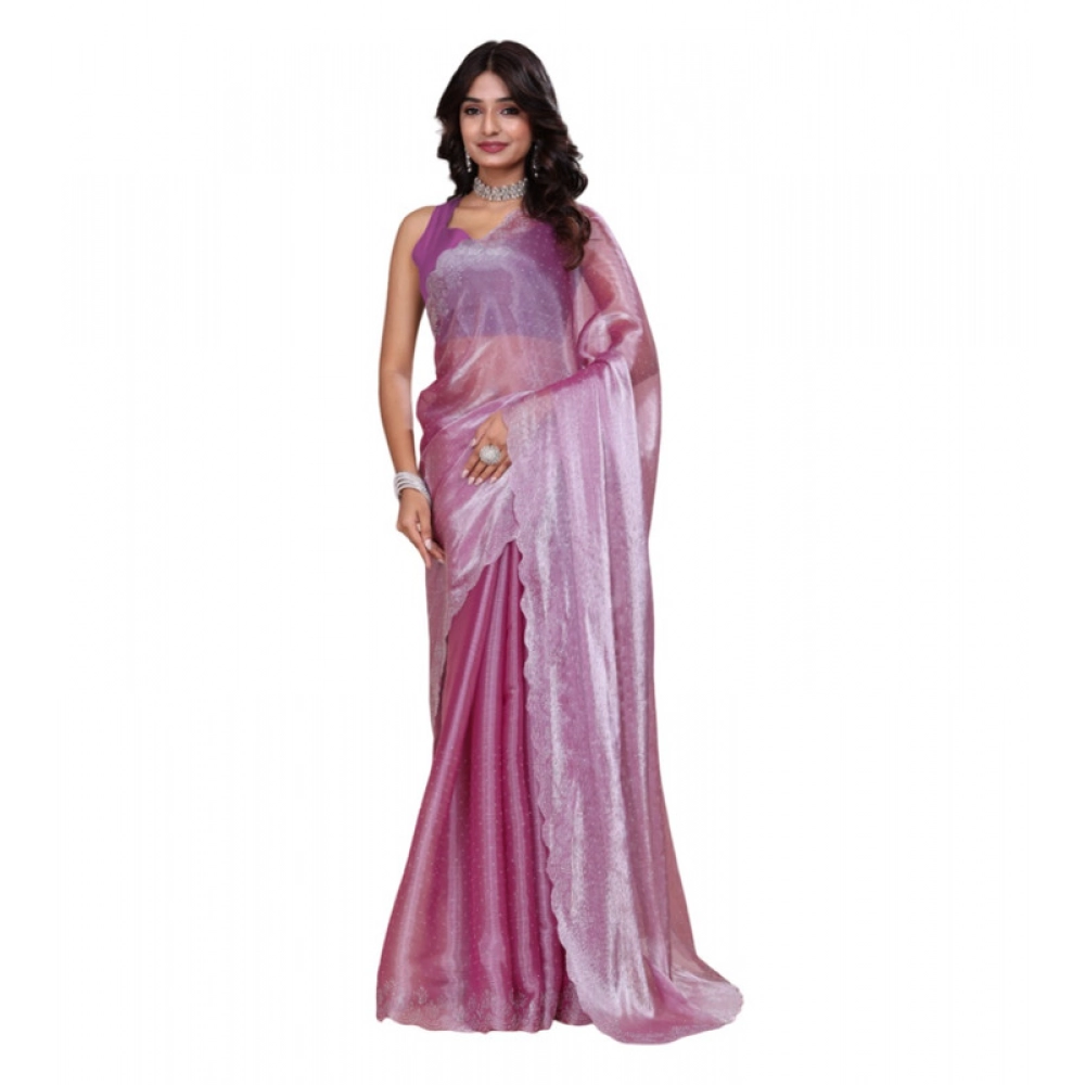 Generic Women's Jimmy choo Embellished Bollywood Saree With Unstitched Blouse 5.5Mtr (Magenta) Generic Women's Jimmy choo Embellished Bollywood Saree With Unstitched Blouse 5.5Mtr (Magenta)