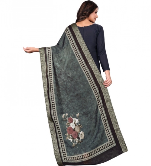 Generic Women's chanderi silk  Printed Dupatta (Black, Length: 2 Mtr)