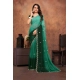 Generic Women's Chiffon Embroidred Saree With Unstitched Blouse 5.5Mtr (Dark Green)