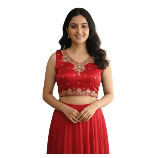 Generic Women's Zimmi Choo Embroidered V-Neck Padded Blouse (Red 38 Ready (Self Alterable 36–40) Generic Women's Zimmi Choo Embroidered V-Neck Padded Blouse (Red 38 Ready (Self Alterable 36–40)