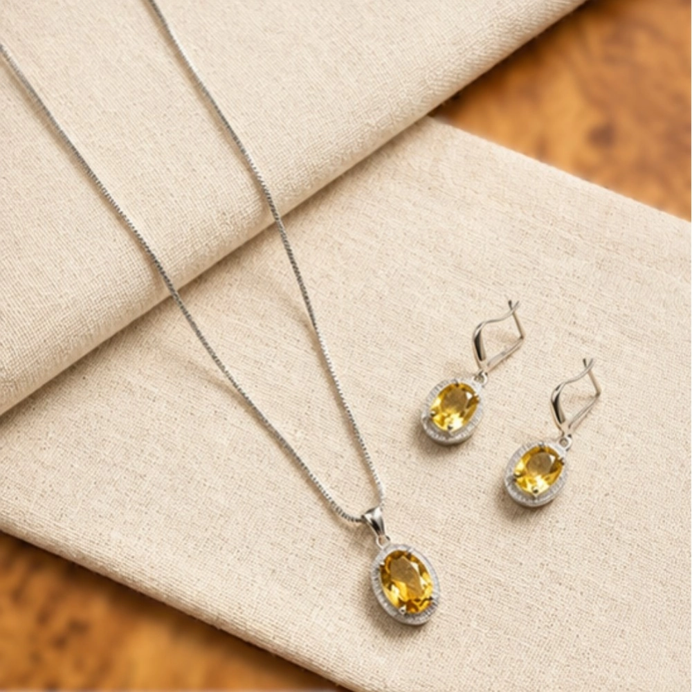 Generic Women's Brass Silver Plated Pendant Set (Yellow) Generic Women's Brass Silver Plated Pendant Set (Yellow)
