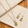 Generic Women's Brass Silver Plated Pendant Set (Yellow)