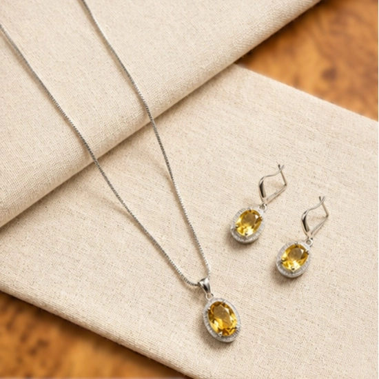 Generic Women's Brass Silver Plated Pendant Set (Yellow) Generic Women's Brass Silver Plated Pendant Set (Yellow)
