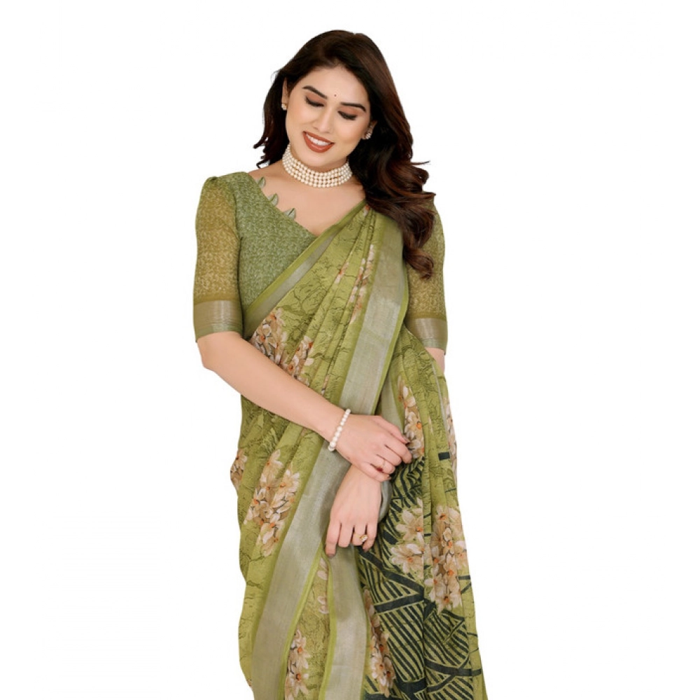 Generic Women's Georgette Printed Saree With Unstitched Blouse 5.5Mtr (Green) Generic Women's Georgette Printed Saree With Unstitched Blouse 5.5Mtr (Green)