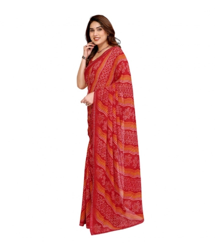 Generic Women's Georgette Printed Saree With Unstitched Blouse 5.5Mtr (Red) Generic Women's Georgette Printed Saree With Unstitched Blouse 5.5Mtr (Red)
