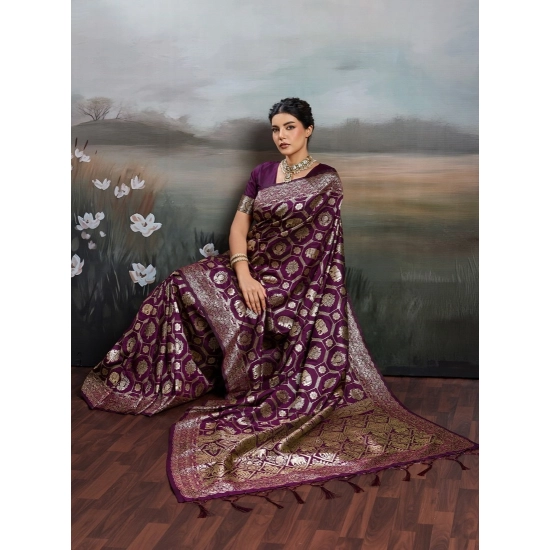 Generic Women's Silk Blend Printed Saree With Unstitched Blouse 5.5Mtr (Wine) Generic Women's Silk Blend Printed Saree With Unstitched Blouse 5.5Mtr (Wine)