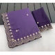 Generic Women's Star Georgette Embroidered Saree With Unstitched Blouse 5.5Mtr (Purple)