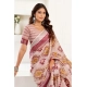 Generic Women's Linen Cotton Printed Ready To Wear Saree With Unstitched Blouse 5.5 Mtr (Maroon)