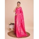 Generic Women's Soft Silk Jacquard Saree With Unstitched Blouse 5.5Mtr (Pink)