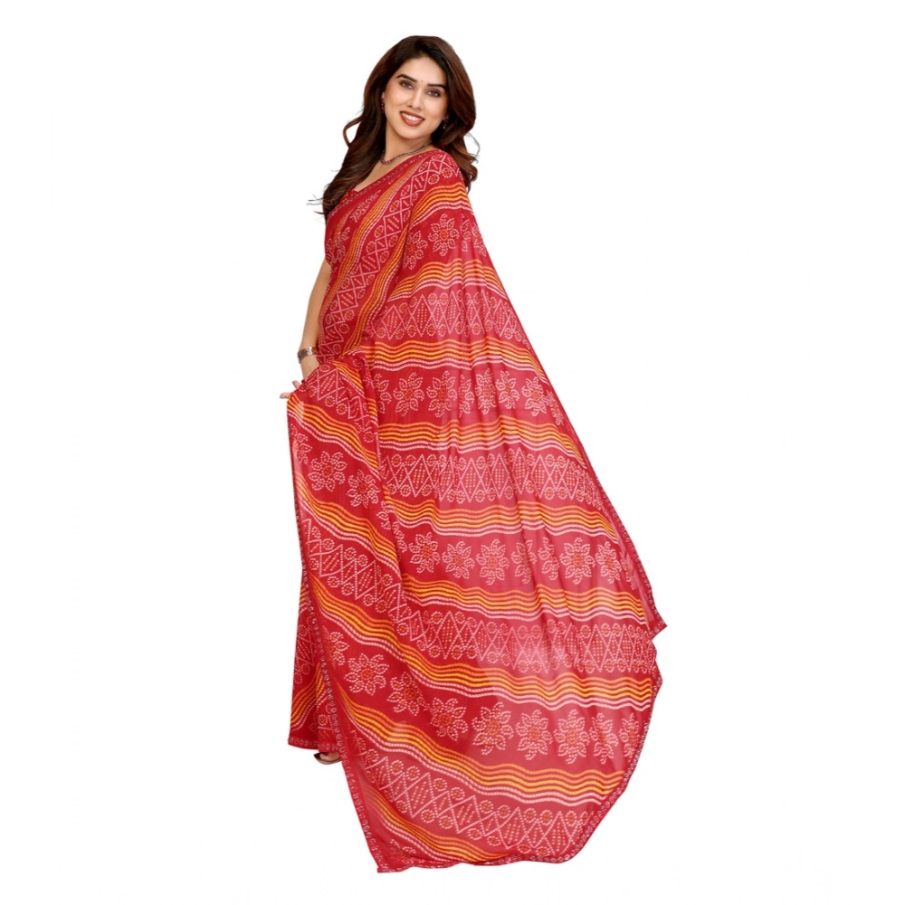 Generic Women's Georgette Printed Saree With Unstitched Blouse 5.5Mtr (Red) Generic Women's Georgette Printed Saree With Unstitched Blouse 5.5Mtr (Red)