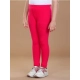 Generic Girl's Cotton Lycra Solid Elasticated Leggings (Dark Pink)