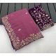 Generic Women's Star Georgette Embroidered Saree With Unstitched Blouse 5.5Mtr (Pink)