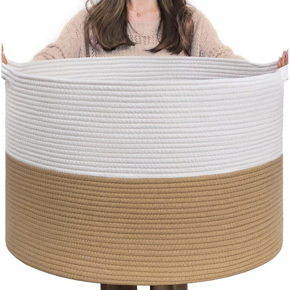 Generic Cotton Pack Of_1 16x14 Inch Storage Basket For Clothes With Out Lid (Beige-White) Generic Cotton Pack Of_1 16x14 Inch Storage Basket For Clothes With Out Lid (Beige-White)