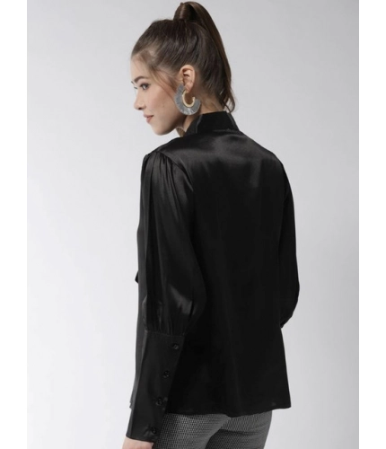 Generic Women's Polyester Solid Long Sleeves Top (Black)