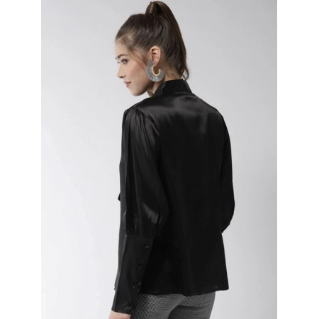 Generic Women's Polyester Solid Long Sleeves Top (Black) Generic Women's Polyester Solid Long Sleeves Top (Black)