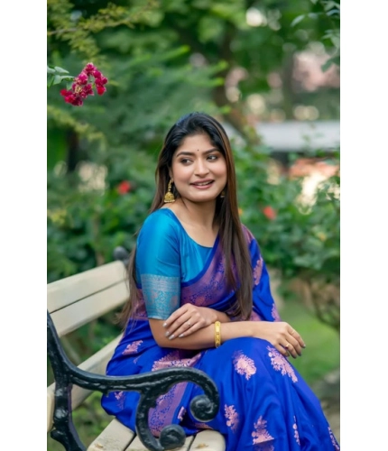 Generic Women's Katan_Silk Zari_Weaving Saree With Unstitched Blouse 5.5Mtr (Royal_Blue)