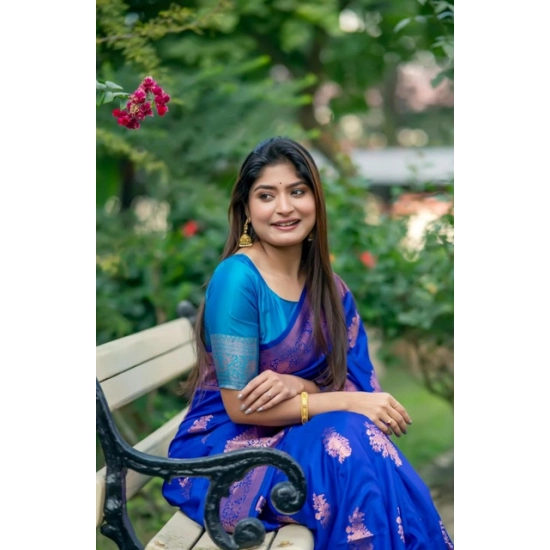 Generic Women's Katan_Silk Zari_Weaving Saree With Unstitched Blouse 5.5Mtr (Royal_Blue) Generic Women's Katan_Silk Zari_Weaving Saree With Unstitched Blouse 5.5Mtr (Royal_Blue)