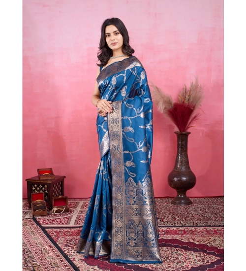 Generic Women's Banarasi Silk Printed Saree With Unstitched Blouse 5.5Mtr (Pinch)