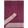 Generic Women's Cotton Blend Checkered Saree With Unstitched Blouse 5.5Mtr (Maroon)