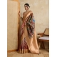 Generic Women's Silk Printed Saree With Unstitched Blouse 5.5Mtr (Brown)