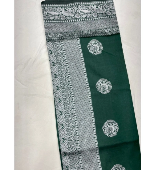 Generic Women's Soft Litchi Silk Jacquard Work Saree With Unstitched Blouse 5.5Mtr (Green)