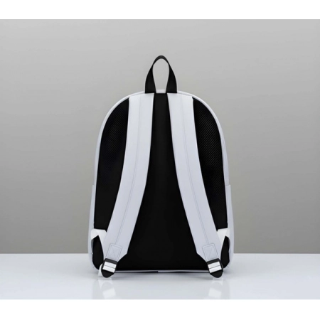 Unisex PU Leather Solid Medium Zipper Backpack (Grey)
