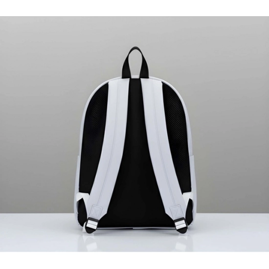 Unisex PU Leather Solid Medium Zipper Backpack (Grey)